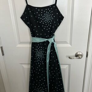 Jessica Howard Bkack and Teal Spaghetti Strap Party Dress 6P EUC